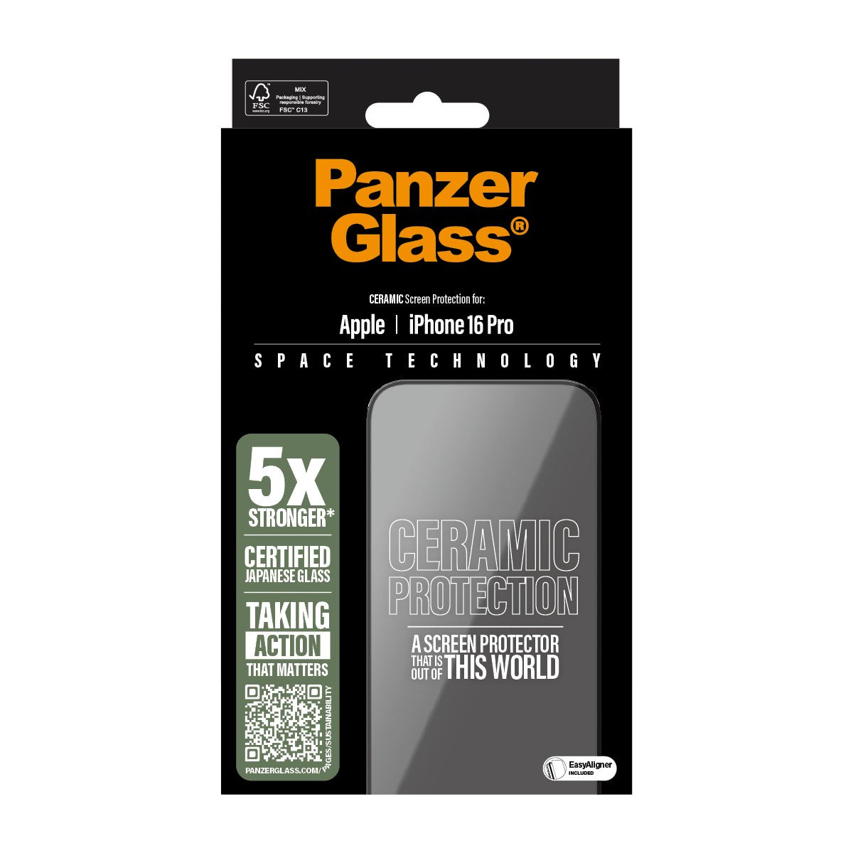 PanzerGlass® Ceramic Screen Protector iPhone 16 Pro | Ultra-Wide Fit w. EasyAligner